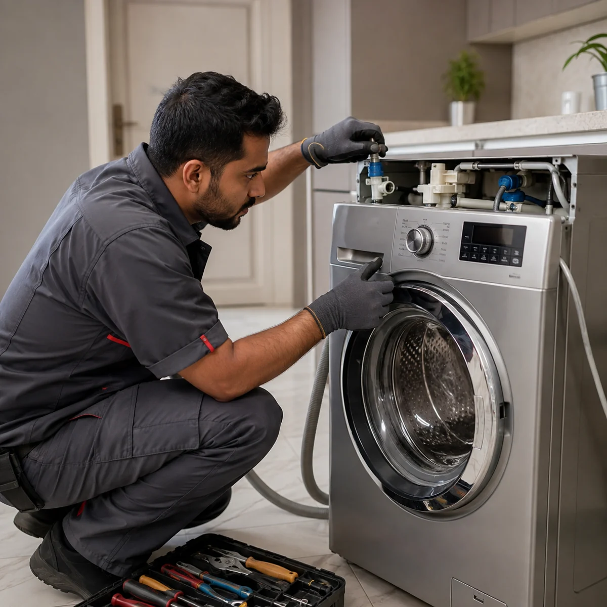 فني غسالات LG Direct Drive في الكويت | حل تقطيع دوران الحلة وفحص حساس Hall والروتور والستاتور